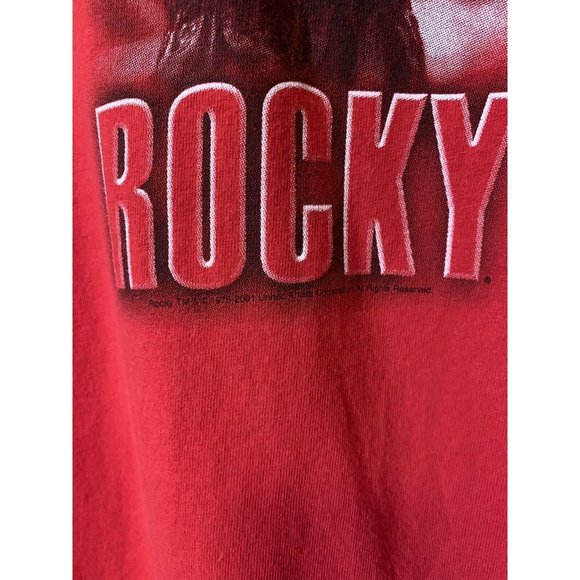 Vtg ROCKY Balboa Boxing Fights Movie Sylvester Stallone Red T Shirt Sz L 2001‎ - Picture 8 of 9